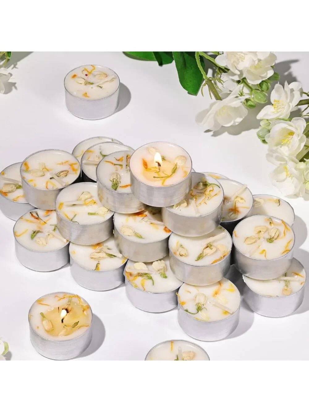 48 Pcs Jasmine Scented Tea Light Candles - Aromatherapy, Relaxation, Home Decor